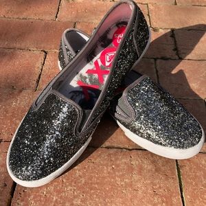 Roxy slip on glitter shoes